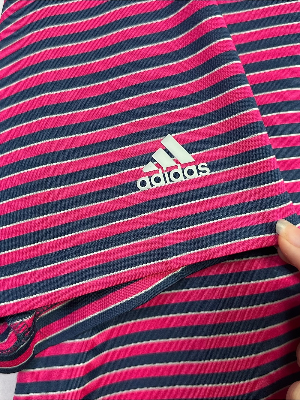Adidas Striped Polo Men’s Golf Pink Short Sleeve Athletic Lightweight XL Shirt - Picture 2 of 8